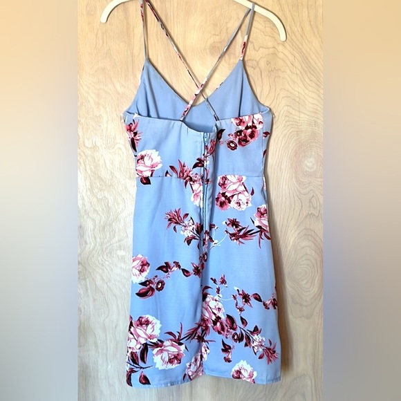 B DARLIN Spaghetti Strap Floral Blue Pink White Dress 5/6 Women’s - Picture 5 of 11